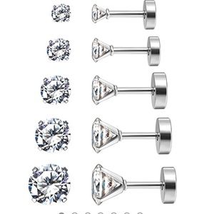 5 Pairs Stainless Steel Stud Earrings -sold as set